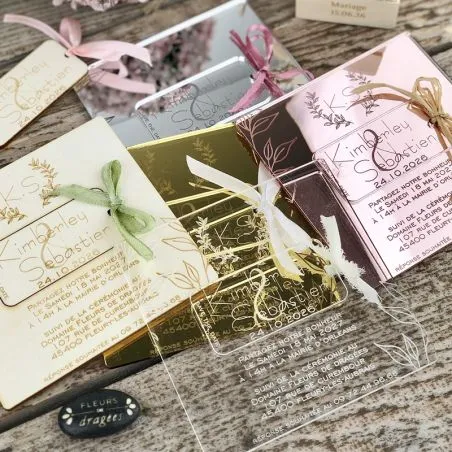 Carreline — Faire-part Bois, Plexi & Save-the-Date
