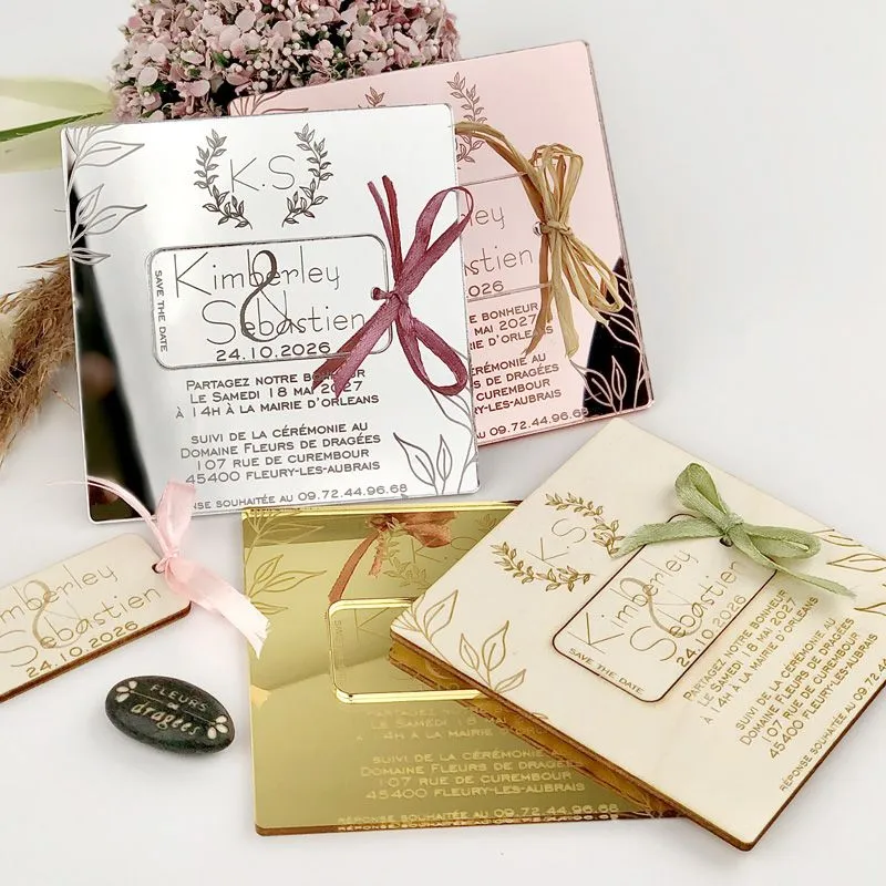 Faire-part Miroir argent & Save-the-Date