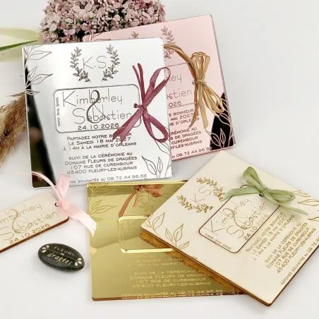 Faire-part Miroir argent & Save-the-Date