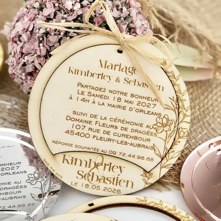 Faire-part Anneau Bois, Plexi & Save-the-Date