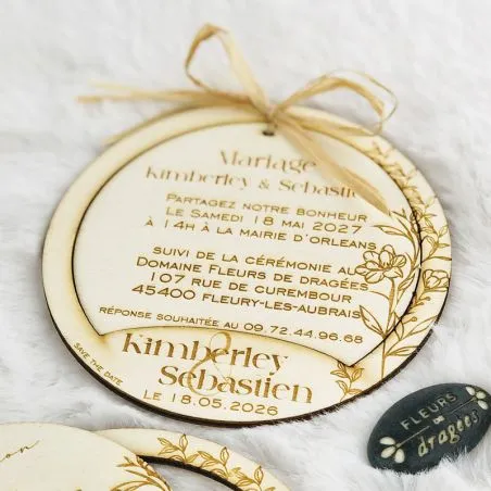 Faire-part Anneau Bois, Plexi & Save-the-Date