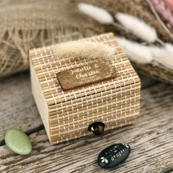 Boite bambou Carre naturel/Ivoire