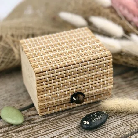 Boite bambou Carre naturel/Ivoire