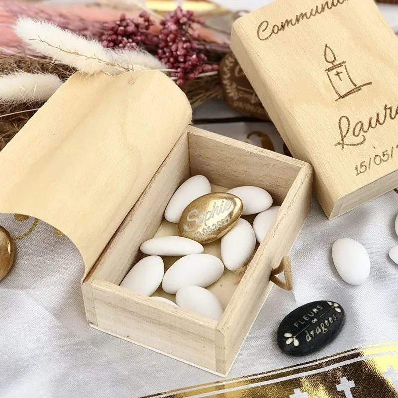 Boite dragées communion livre Bible Personnalisé - Perle