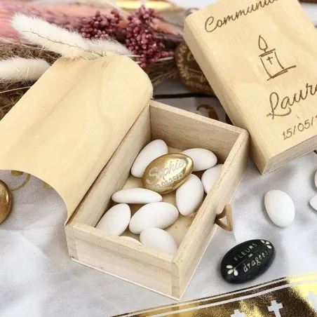 Boite dragées communion livre Bible Personnalisé - Perle