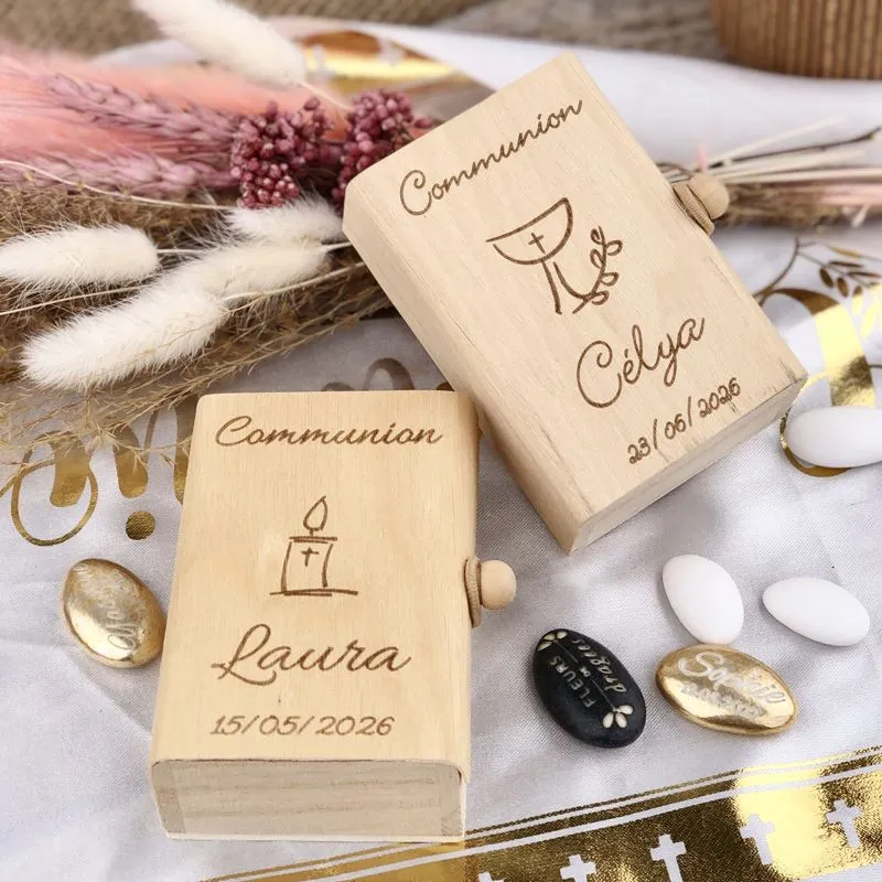 Boite dragées communion livre Bible Personnalisé - Perle