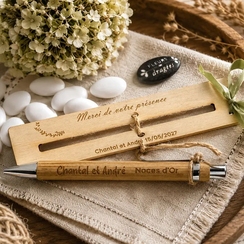 Support Stylo personnalisé  mariage / Marque page