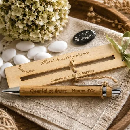 Support Stylo personnalisé  mariage / Marque page