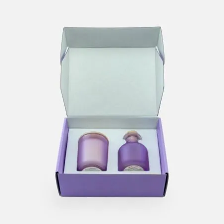 Coffret Cadeau Parrain Marraine avec Bougie Parfumée et Diffuseur de Parfum Lilas