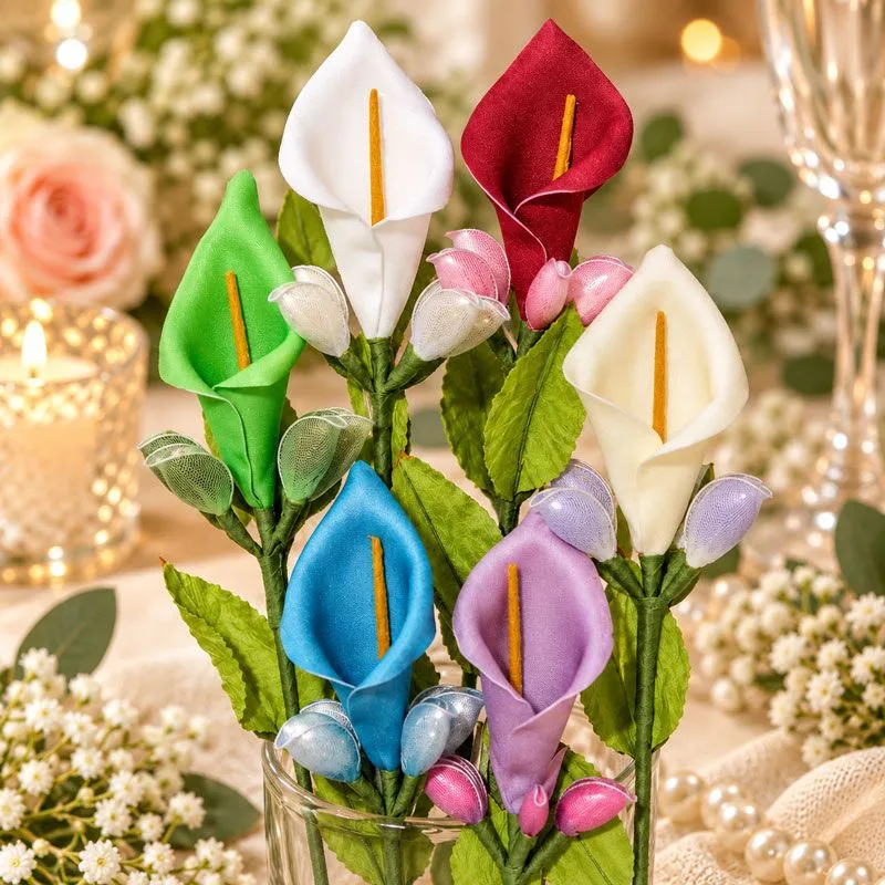 Arum sur tige 5 raquettes à Dragées - Fleurs à raquettes pour Dragées - Fleurs de dragées