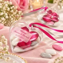 Coeur à dragées plastique transparent