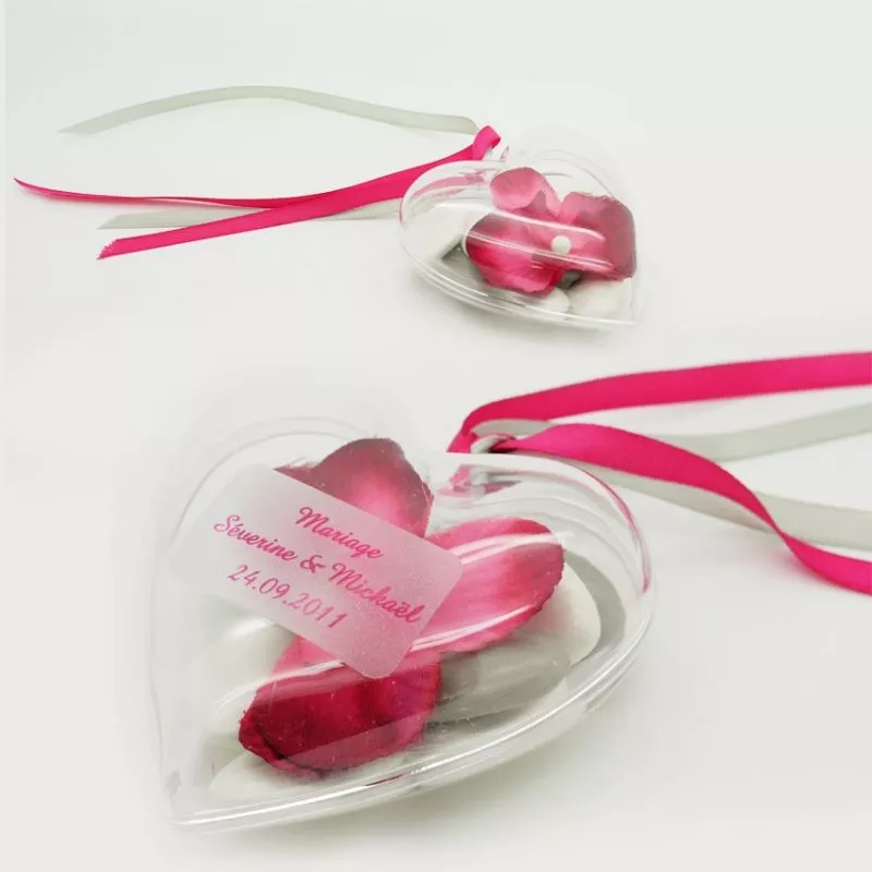 Coeur à dragées plastique transparent