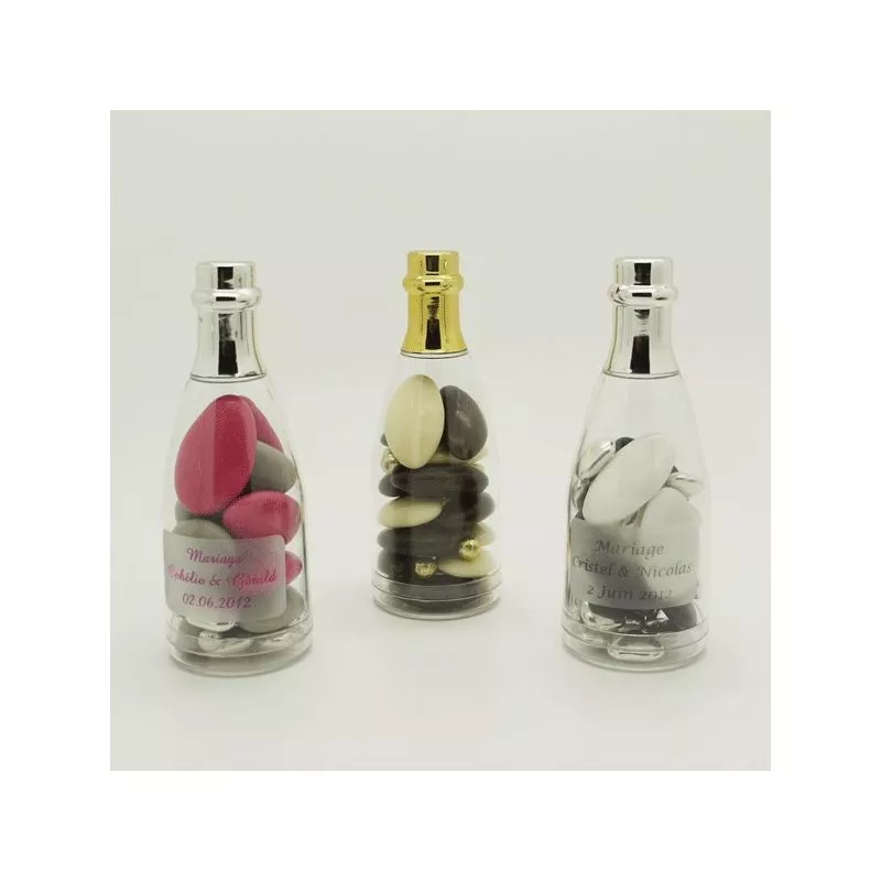 Dragées mariage - Mini bouteille champagne dragees Or ou Argent