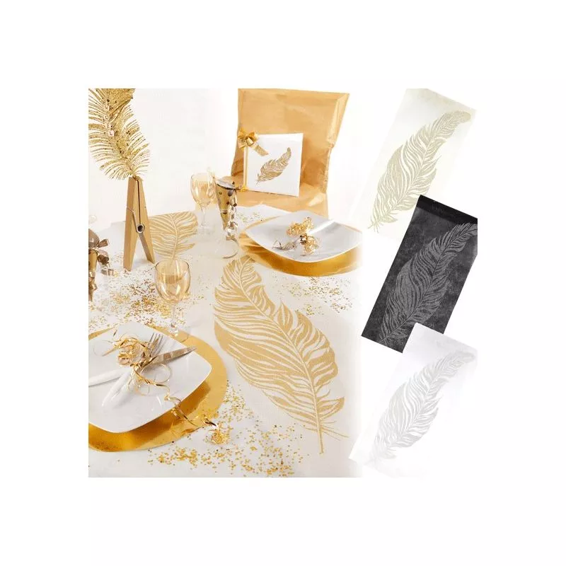 Chemin de table pailletée " plume "