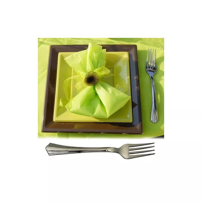 Couvert jetable - Fourchette plastique imitation inox X50 