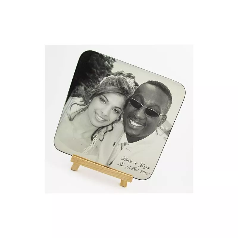 Cadre photo - Miroir gravé Mariage "Photo"