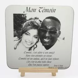 Cadre photo - Miroir gravé Mariage "Texte + Photos"
