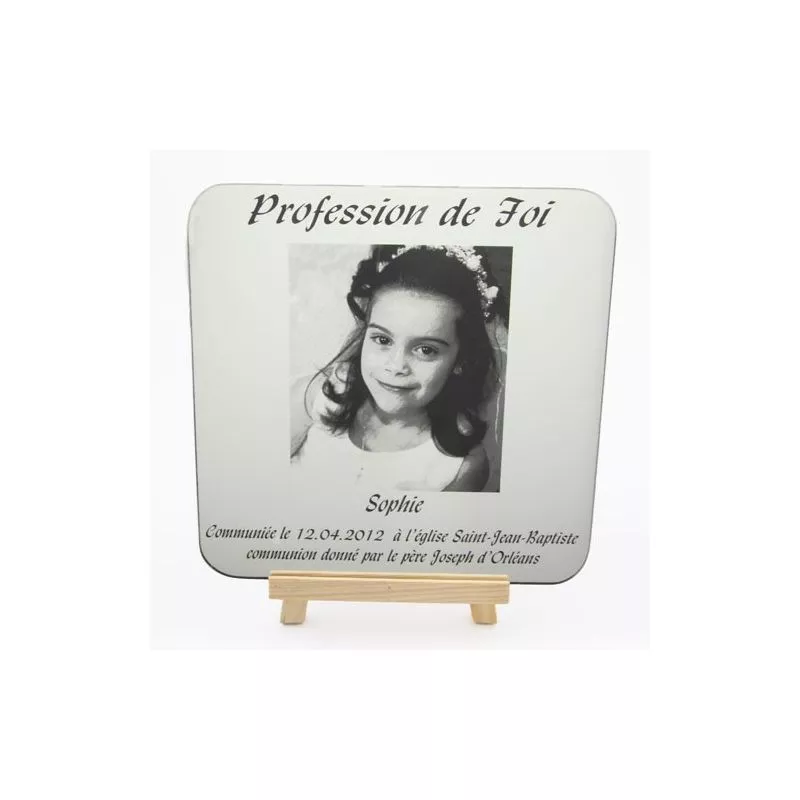 Cadre photo - Miroir gravé Communion "Texte + Photos"