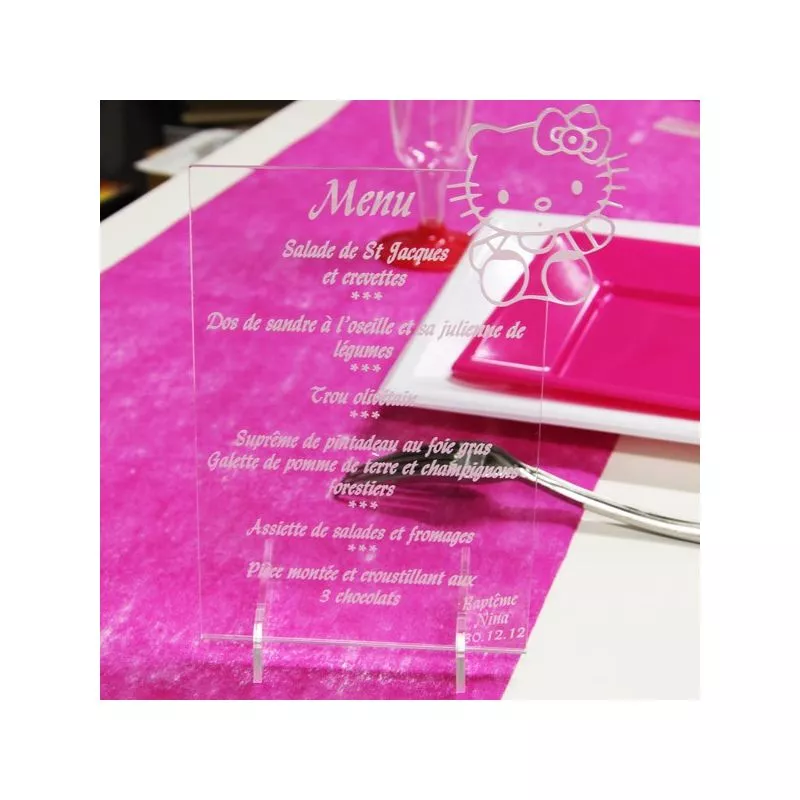 Menu gravé baptême chaton
