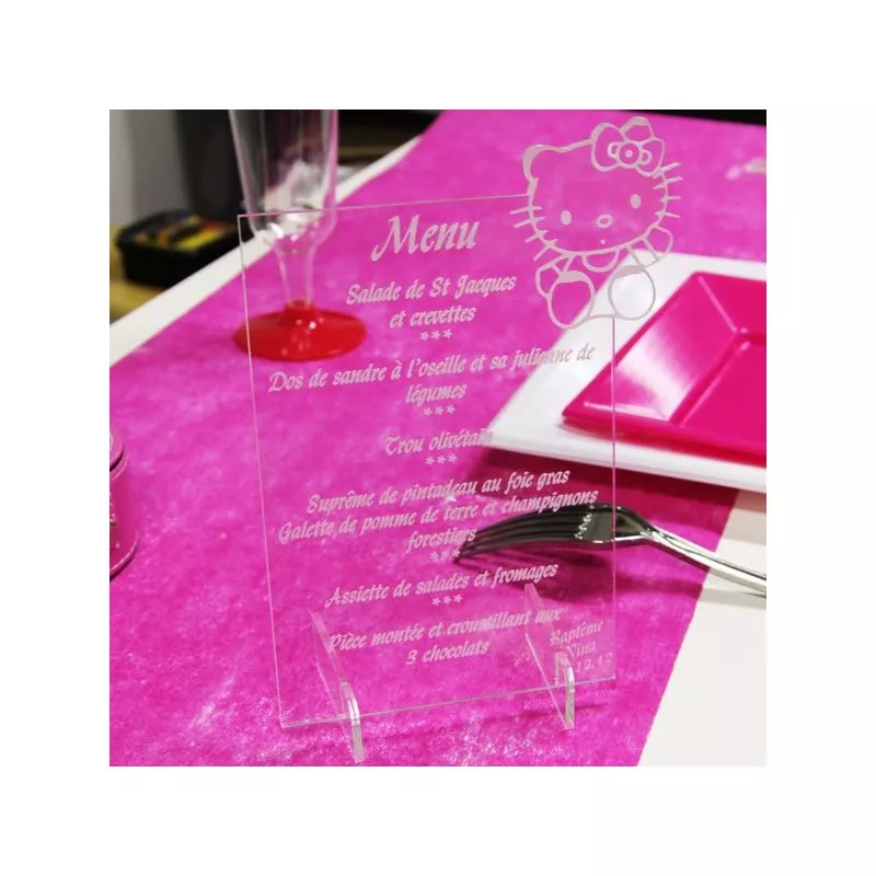 Menu gravé baptême chaton