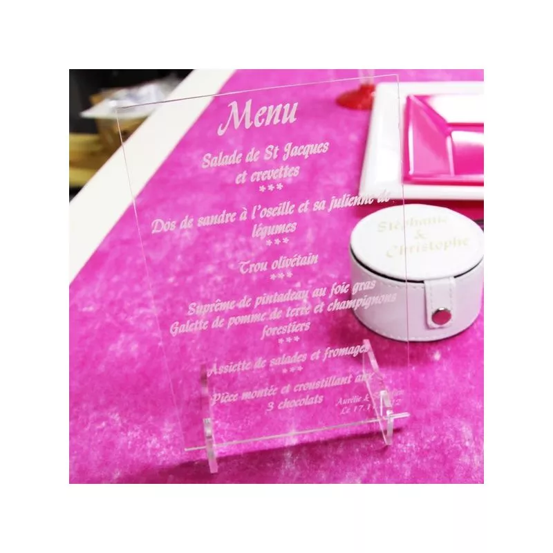 Menu gravé plexi