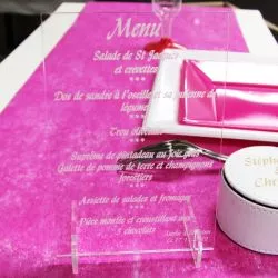 Menu gravé plexi