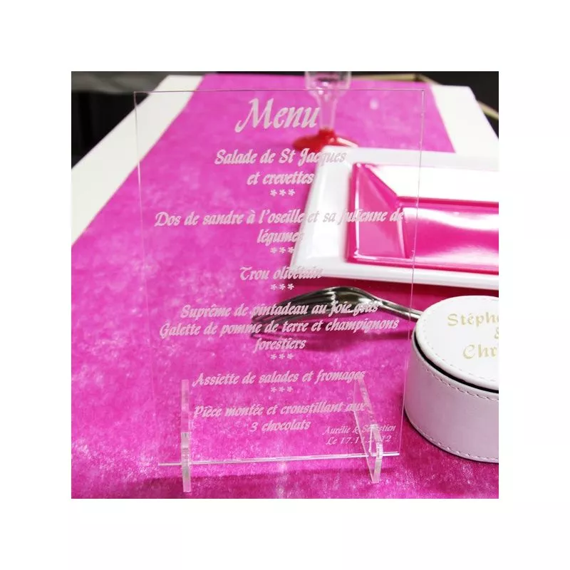 Menu gravé plexi