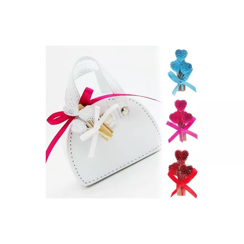 Pince décorative Coeur cristal X10