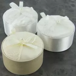 Boite dragées ronde Satin & Dentelle X3