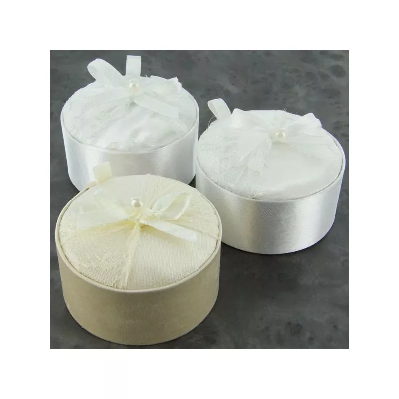 Boite dragées ronde Satin & Dentelle X3
