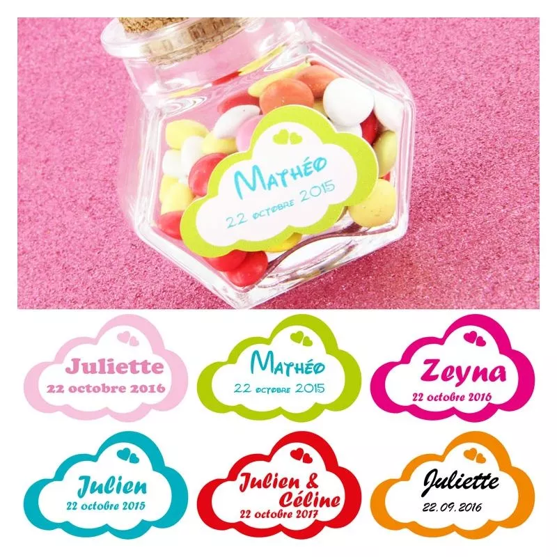Etiquettes dragées autocollante sticker - Nuage X27