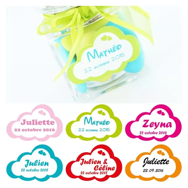 Etiquettes dragées autocollante sticker - Nuage X27