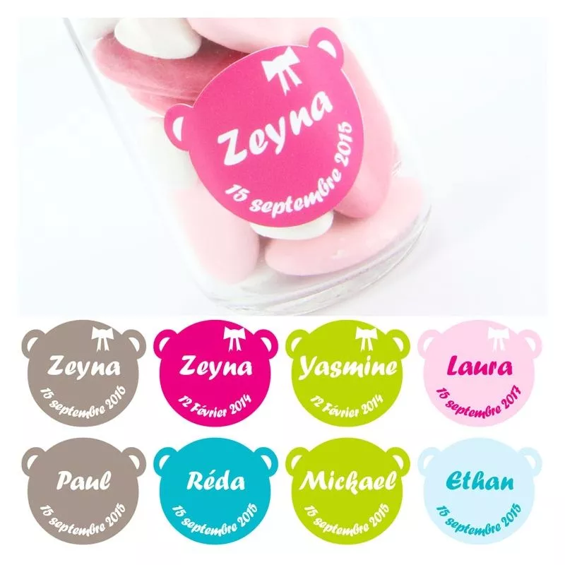 Etiquettes dragées autocollante sticker - Ourson