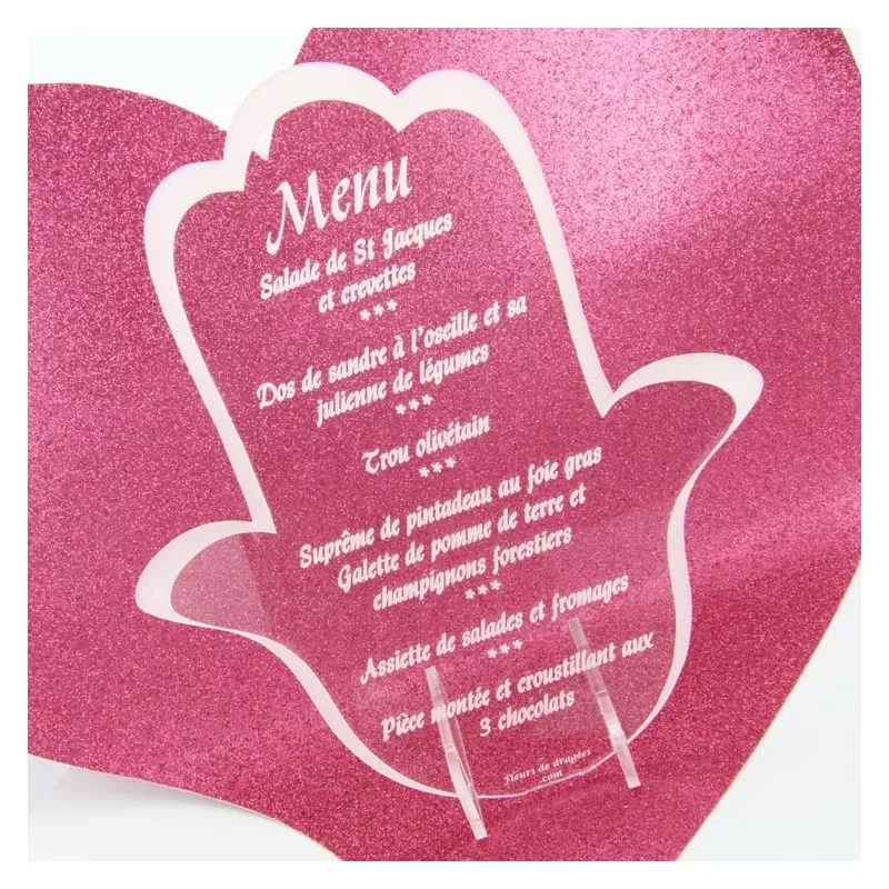 Menu gravé mariage Main