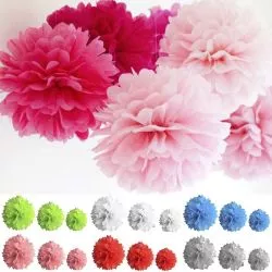 Boule pompon papier de Soie (lot de 3)