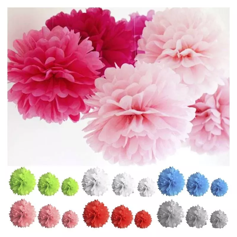Boule pompon papier de Soie (lot de 3)