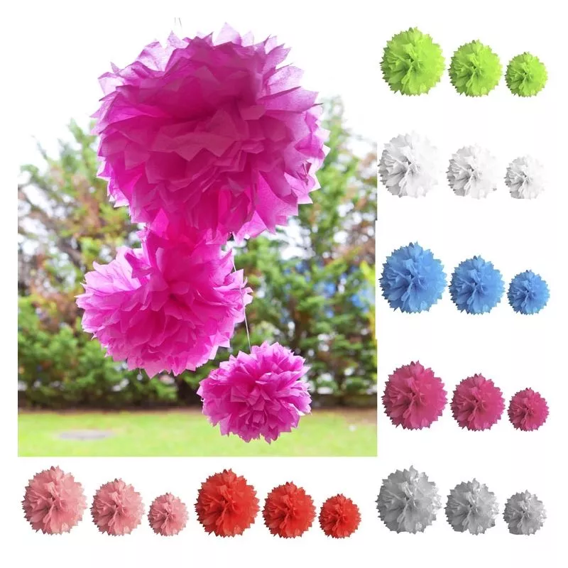 Boule pompon papier de Soie (lot de 3)