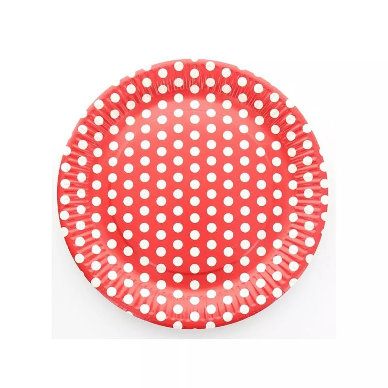 Assiette en carton motif Pois Rouge, lot de 10 assiettes jetables