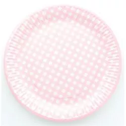 Assiette jetable en carton motif Vichy Rose - le lot de 10 assiettes