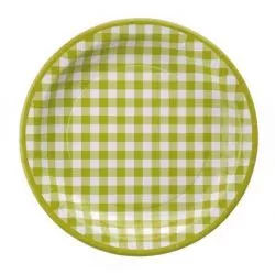 Assiette jetable en carton motif Vichy Vert - le lot de 10 assiettes