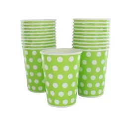 Gobelet jetable motif Pois Vert - lot de 10, gobelets carton pas cher