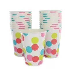 Gobelet jetable motif gros pois multicolore, le lot de 10
