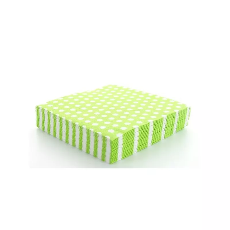 Serviette 2 plis motif pois Vert - les 20 serviettes jetables