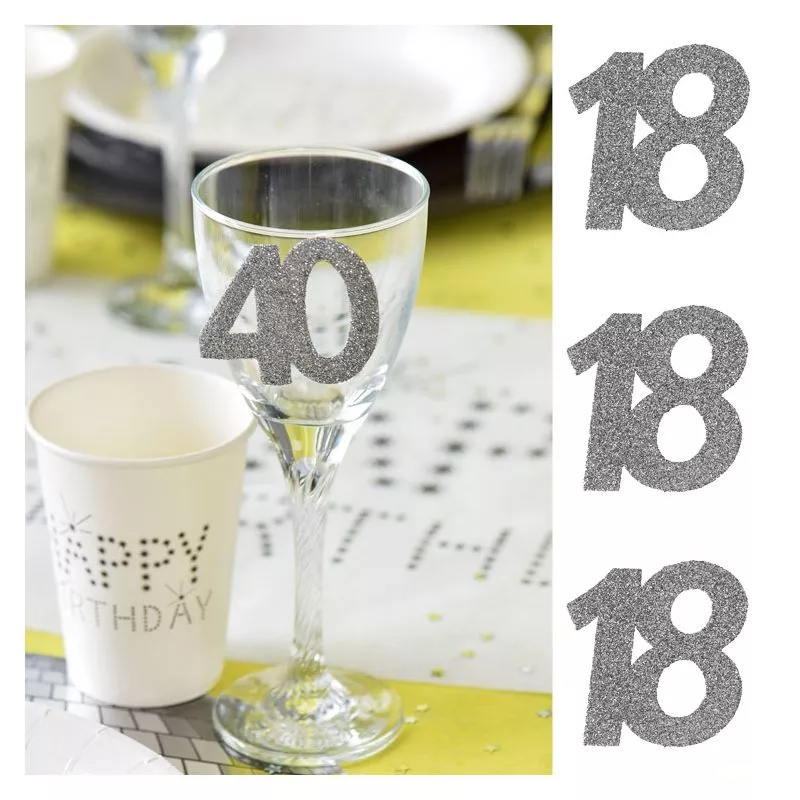 Gros confetti Anniversaire Argent 18 ans (x6), décoration de table