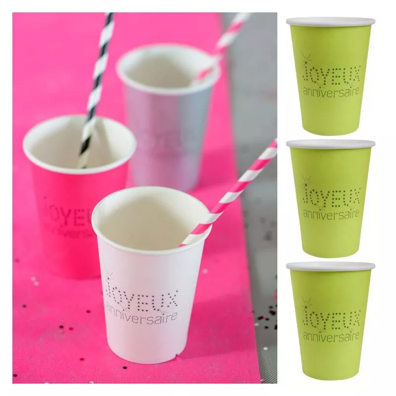 Gobelet jetable Anniversaire (les 10) - Vert