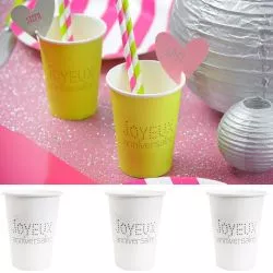 Gobelet jetable Anniversaire (les 10) - Blanc