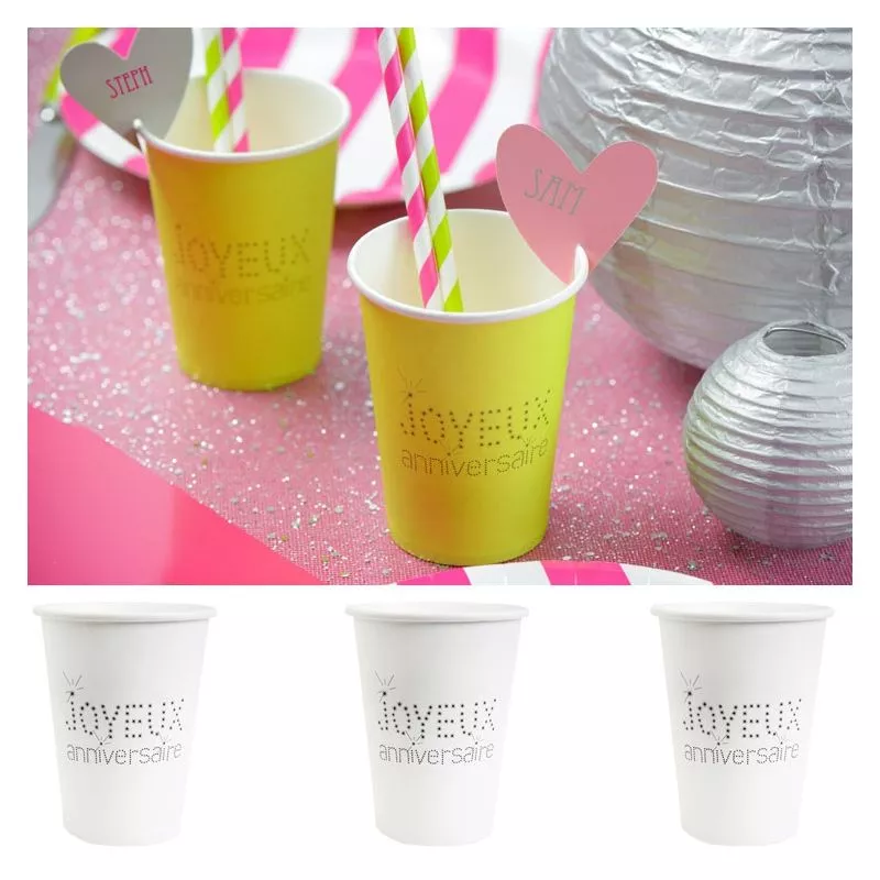 Gobelet jetable Anniversaire (les 10) - Blanc