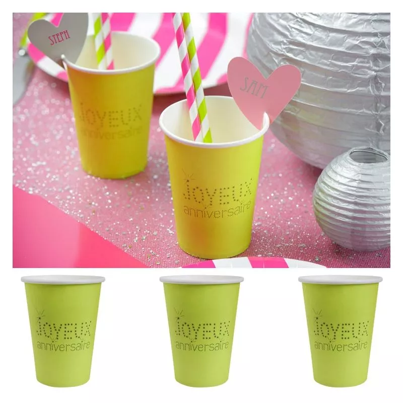 Gobelet jetable Anniversaire (les 10) - Vert