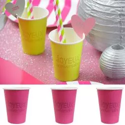 Gobelet jetable Anniversaire (les 10) - Fuchia