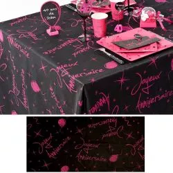 Nappe tissu Joyeux Anniversaire pailletée